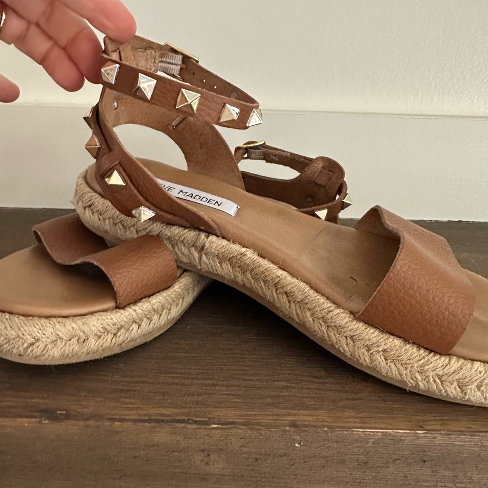 Steve Madden Tan Studded Espadrille Sandals